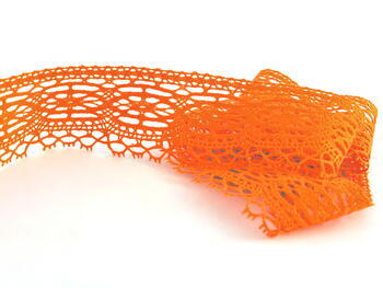 Cotton bobbin lace 75037, width 57 mm, orange