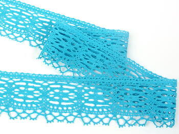Cotton bobbin lace 75037, width 57 mm, turquoise - 1