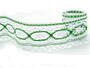 Cotton bobbin lace 75037, width 57 mm, white/grass green - 1/3