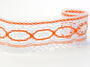 Cotton bobbin lace 75037, width 57 mm, white/orange - 1/5