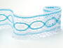 Cotton bobbin lace 75037, width 57 mm, white/turquoise - 1/5