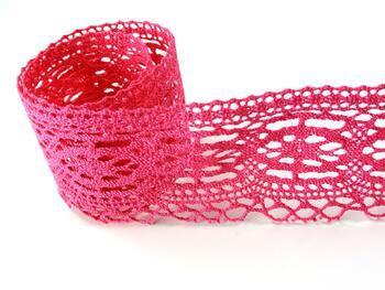Cotton bobbin lace 75037, width 57 mm, fuchsia - 1