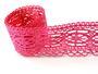 Cotton bobbin lace 75037, width 57 mm, fuchsia - 1/4