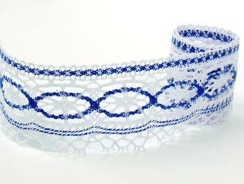 Bobbin lace No. 75037 white/royale blue | 30 m - 1