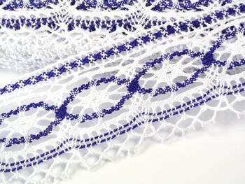 Cotton bobbin lace 75037, width 57 mm, white/purple - 1