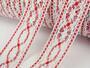 Cotton bobbin lace insert 75038, width 52 mm, white/light red - 1/4