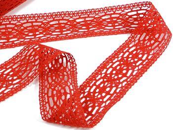 Cotton bobbin lace insert 75038, width 52 mm, red - 1