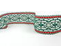 Cotton bobbin lace insert 75038, width 52 mm, dark green/red/light linen - 1/4