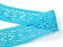 Cotton bobbin lace insert 75038, width 52 mm, turquoise - 1/4