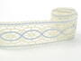Cotton bobbin lace insert 75038, width 52 mm, light cream/light blue - 1/4