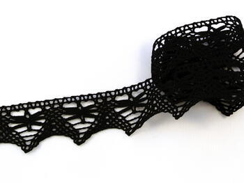 Cotton bobbin lace 75039, width 36 mm, black