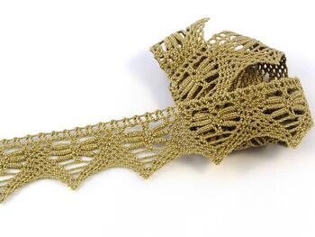 Cotton bobbin lace 75039, width 36 mm, khaki