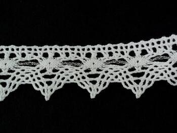 Cotton bobbin lace 75041, width 40 mm, white/Lurex silver - 1