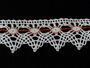 Cotton bobbin lace 75041, width 40 mm, white/light red/Lurex gold - 1/4