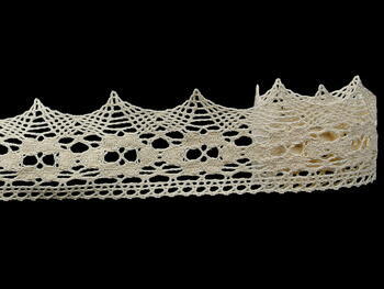 Cotton bobbin lace 75050, width 60 mm, ecru - 1