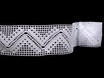 Cotton bobbin lace insert 75052, width 63 mm, white - 1
