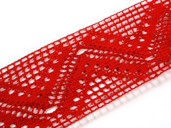 Cotton bobbin lace insert 75052, width 63 mm, red - 1