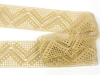 Cotton bobbin lace insert 75052, width 63 mm, caramel - 1