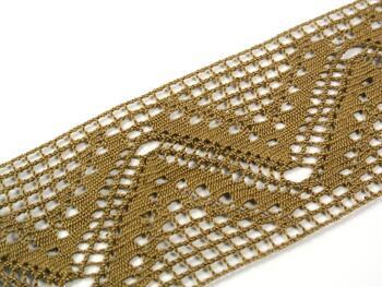 Cotton bobbin lace insert 75052, width 63 mm, chocolate - 1