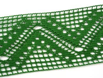 Cotton bobbin lace insert 75052, width 63 mm, grass green - 1