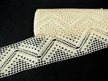 Cotton bobbin lace insert 75052, width 63 mm, ecru - 1