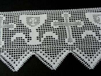 Cotton bobbin lace 75053, width 135 mm, white - 1