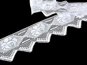 Cotton bobbin lace 75058, width 120 mm, white - 1