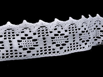 Cotton bobbin lace 75059, width 81 mm, white - 1