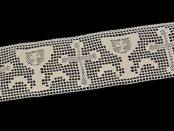 Cotton bobbin lace insert 75051, width 92 mm, ecru - 1