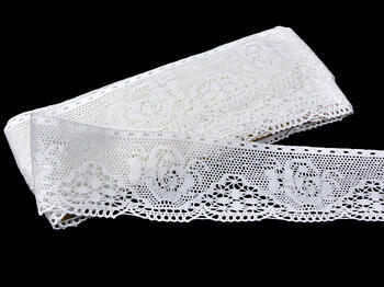 Cotton bobbin lace 75064, width 60 mm, white - 1