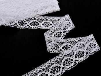 Cotton bobbin lace 75065, width 47 mm, white merc. - 1