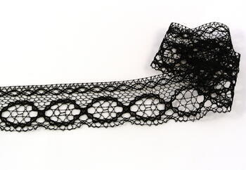 Cotton bobbin lace 75065, width 47 mm, black