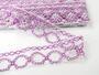 Cotton bobbin lace 75065, width 47 mm, white/violet - 1/4