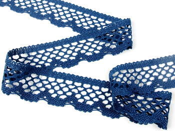 Cotton bobbin lace 75067, width 47 mm, ocean blue - 1