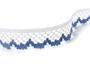 Cotton bobbin lace 75067, width 47 mm, white/sky blue - 1/4