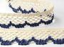 Cotton bobbin lace 75067, width 47 mm, ecru/blue - 1/4
