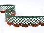 Cotton bobbin lace 75067, width 47 mm, dark green/light red - 1/2