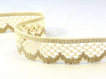 Cotton bobbin lace 75067, width 47 mm, ecru/light linen gray - 1