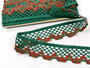 Cotton bobbin lace 75067, width 47 mm, dark green/red/light green - 1/3