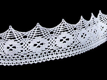 Cotton bobbin lace 75068, width 52 mm, white - 1
