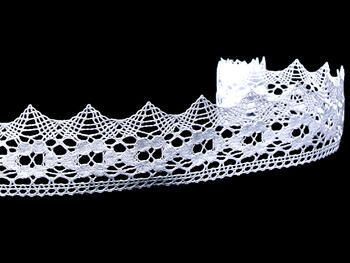 Cotton bobbin lace 75069, width 42 mm, white - 1