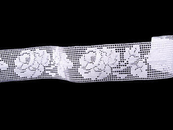 Cotton bobbin lace insert 75075, width 57 mm, white - 1