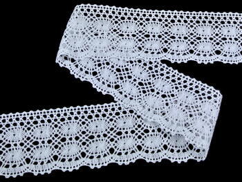 Cotton bobbin lace 75076, width 53 mm, white - 1
