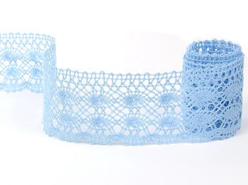 Cotton bobbin lace 75076, width 53 mm, light blue - 1