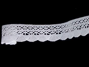 Cotton bobbin lace 75077, width 32 mm, white - 1