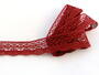 Cotton bobbin lace 75077, width 32 mm, cranberry - 1/2