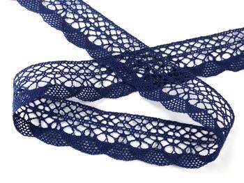 Cotton bobbin lace 75077, width 32 mm, dark blue - 1