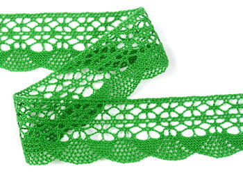 Cotton bobbin lace 75077, width 32 mm, grass green - 1