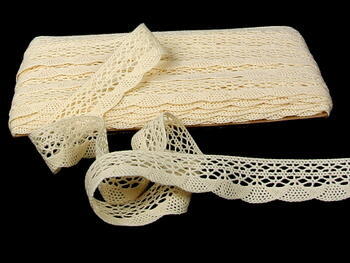 Cotton bobbin lace 75077, width 32 mm, ecru - 1