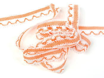 Bobbin lace No. 75079 white/rich orange | 30 m - 1